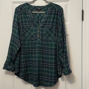 Torried Harper Plaid Button-Front Tunic